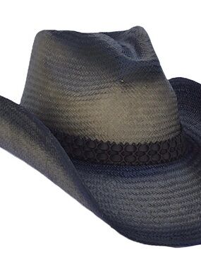 Women’s Black Straw Cowboy Hat with Decorative Band